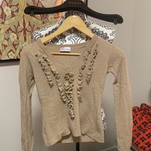 RED VALENTINO - Beige Sweater with Ruffle Accents